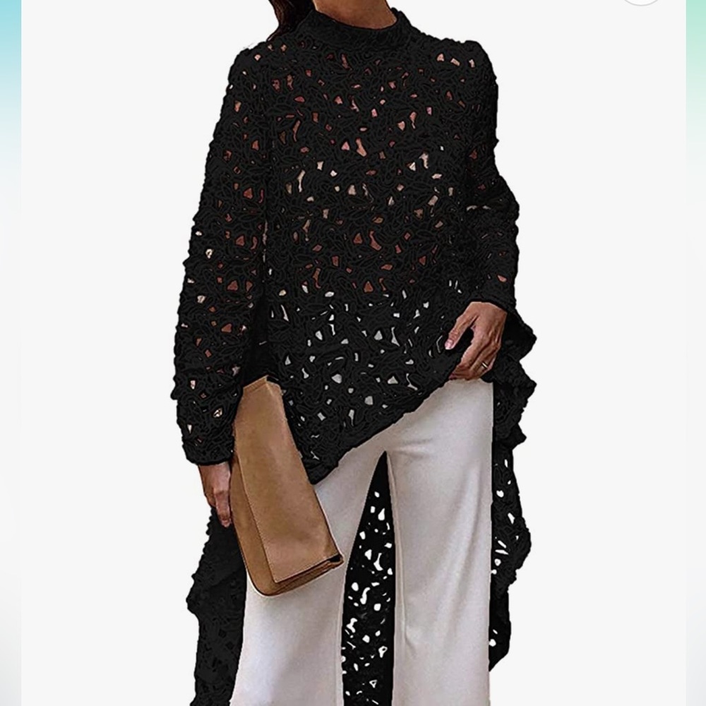 NWT Long Sleeve Round Neck Asymmetrical Hem Blouse Shirt Dress